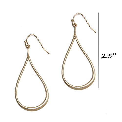 Pomina Lightweight Open Teardrop Earrings Simple Basic Gold Dangle Drop Earrings for Women Teen Girls