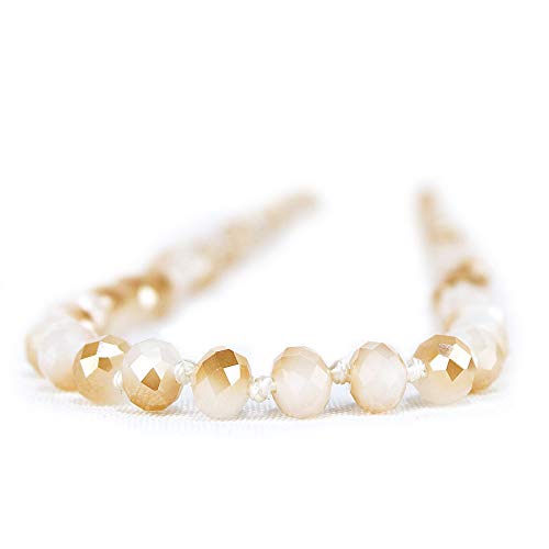 POMINA Hand Knotted Handmade Faceted Crystal Beads Necklace Endless Long Statement Necklace Glass Beaded Strand Long Necklaces for Women, 60 inches