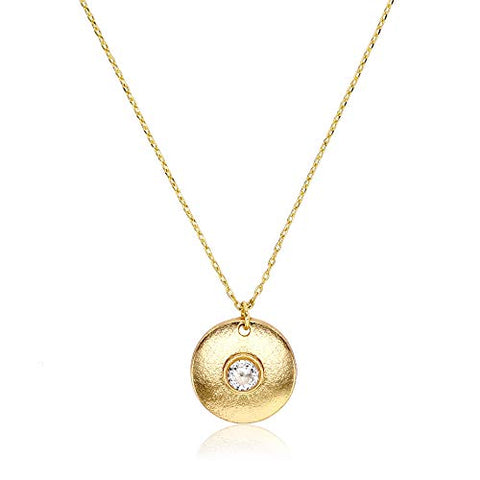 POMINA Minimalist Gold Circle Pendant Short Necklace Dainty Disk Filigree Choker Necklace for Women Teens Girls