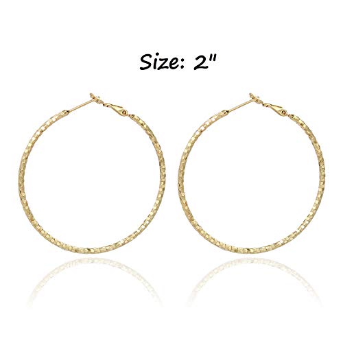 Pomina Textured Gold Silver Hoop Earrings for Women Teen Girls