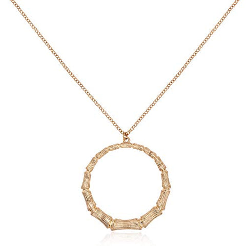 POMINA Fashion Gold Long Chain Necklace Circle Pendant Casual Long Sweater Necklace for Women
