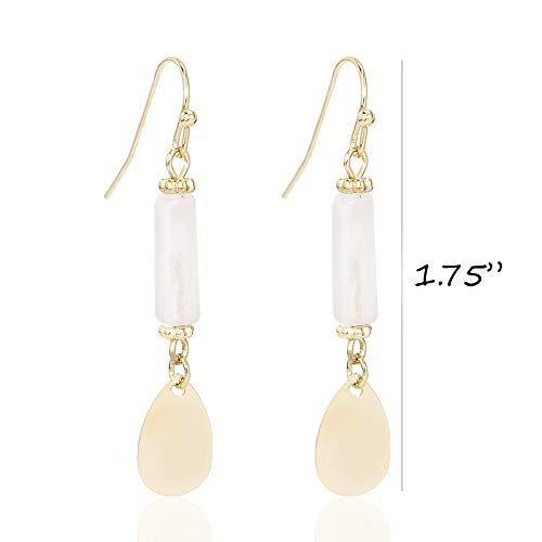 Pomina Natural Rectangle Stone with Teardrop Earrings