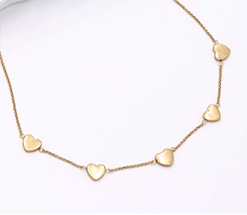 POMINA Love Heart Charm Station Necklace Gold Heart Dainty Cute Necklace for Women Teen Girls