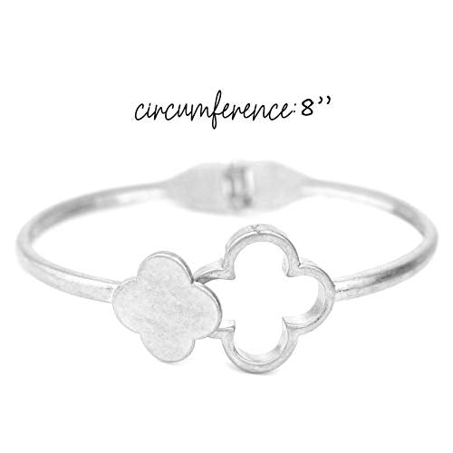 POMINA Heart Star Clover Hinged Tension Bangle Bracelet Plus Size Gold Cuff Stackable Bracelet for Women