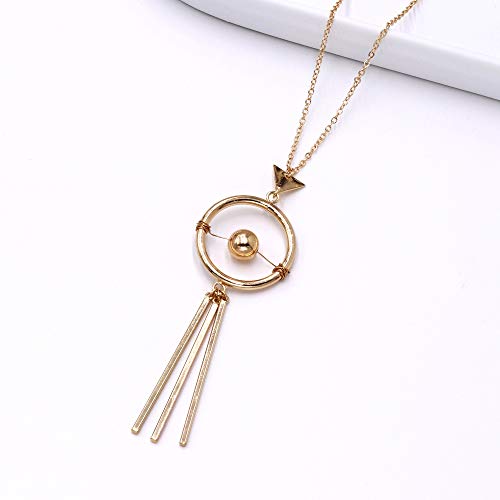 POMINA High Fashion Geometric Pendant Long Necklace Chic Gold Circle Bar Pendant Necklace for Woman