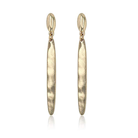 Pomina Lightly Hammered Long Oval Linear Post Drop Earrings