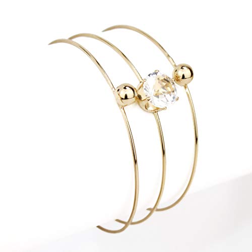 3-Pack Stackable 14K Gold Plated Wire Cuff Bracelet