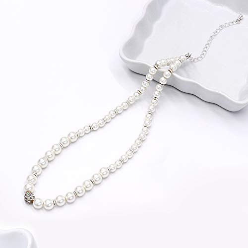 POMINA Fashion White Pearl Choker Necklace Faux Pearl Short Necklace for Women Teen Girls