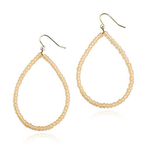 Pomina Colored Seed Beaded Oval Teardrop Dangle Earrings for Women