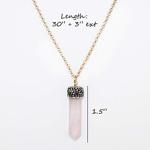 Pomina Healing Crystal Stone Pendant Necklace Chakra Gemstone Pendant Long Necklace for Women Teens Girls