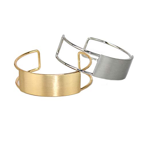 Pomina Worn Gold Fashion Bar Open Wide Cuff Bangle Bracelet for Women
