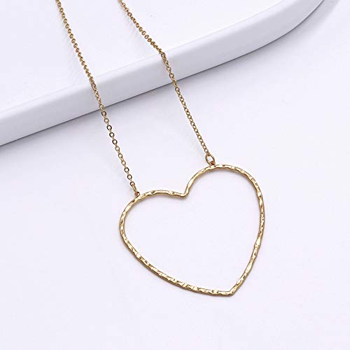 POMINA Crystal Heart Star Pendant Fashion Necklace Chic Big Heart Gold Necklace for Women Girls Teens