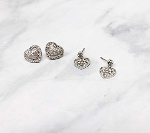 CZ Love Heart Post Earrings