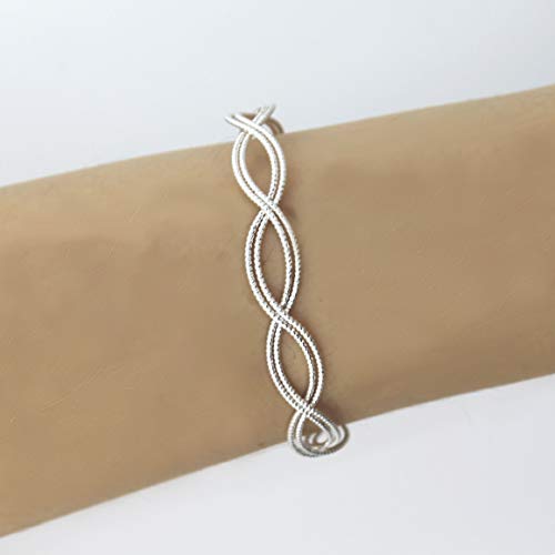 POMINA Adjustable Two Tone Twisted Cable Wire Cuff Bangle Bracelet