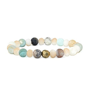 Pomina Mother's Day Gift Druzy Matte Agate Semi Precious Stone Beaded Stretch Bracelets