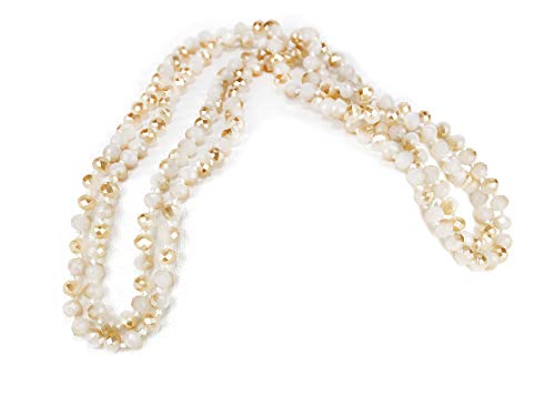 POMINA Hand Knotted Handmade Faceted Crystal Beads Necklace Endless Long Statement Necklace Glass Beaded Strand Long Necklaces for Women, 60 inches