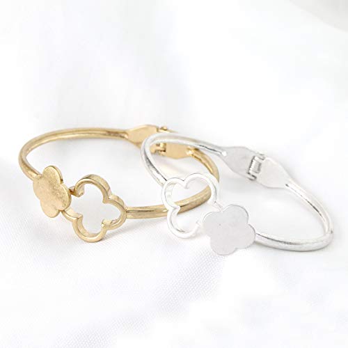 POMINA Heart Star Clover Hinged Tension Bangle Bracelet Plus Size Gold Cuff Stackable Bracelet for Women