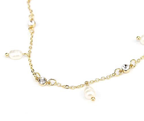 POMINA Multi Layer Quadrefoil and Pearl Short Necklace for Women