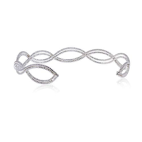 POMINA Adjustable Two Tone Twisted Cable Wire Cuff Bangle Bracelet