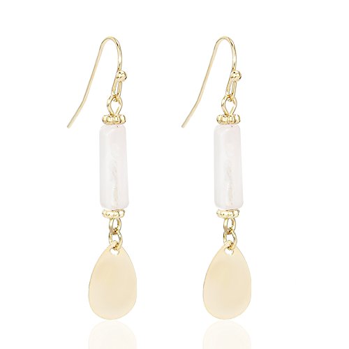 Pomina Natural Rectangle Stone with Teardrop Earrings