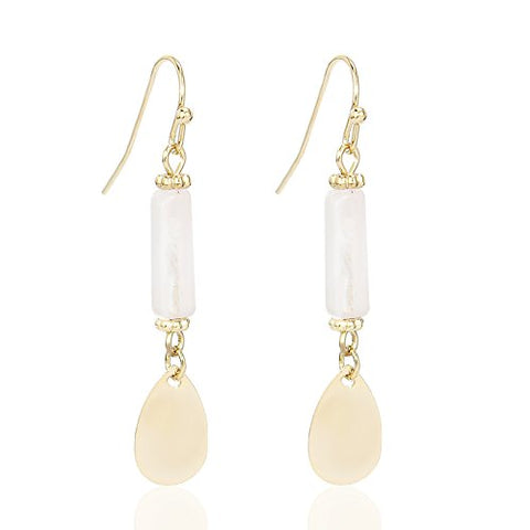 Pomina Natural Rectangle Stone with Teardrop Earrings