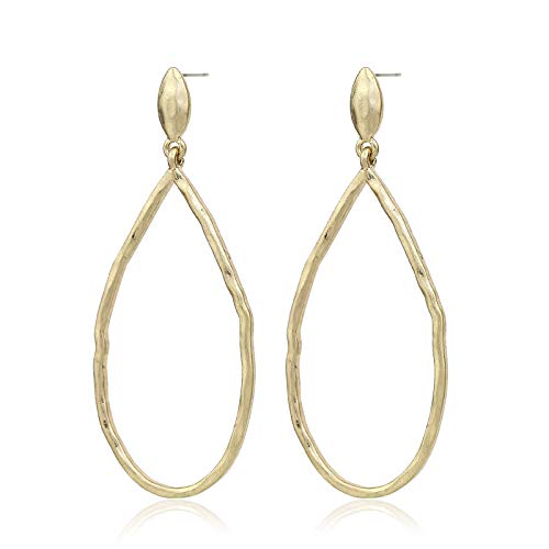 Pomina Lightweight Textured Open Teardrop Dangle Earrings for Women