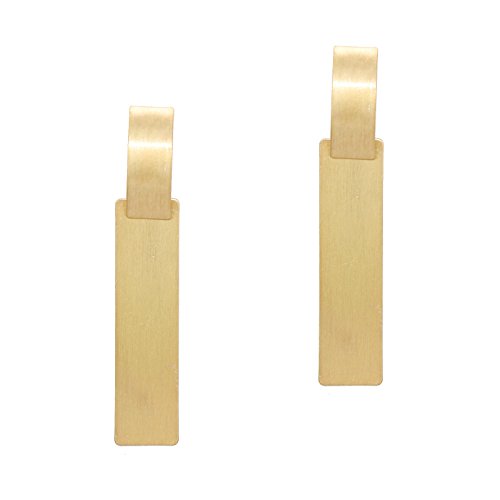 Pomina Satin Finished Rectangle Bar Post Drop Earrings for Women
