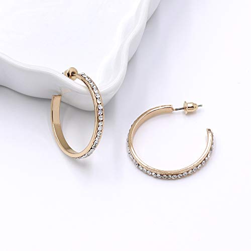 Pomina Crystal Pave CZ Classic Gold Hoop Earrings Cubic Zirconia Hoop Earrings for Women Girls Teens