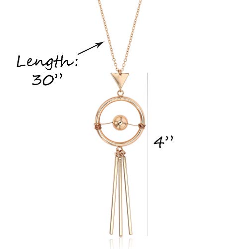 POMINA High Fashion Geometric Pendant Long Necklace Chic Gold Circle Bar Pendant Necklace for Woman