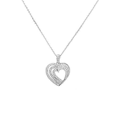 POMINA CZ Pave Love Heart Pendant Necklaces