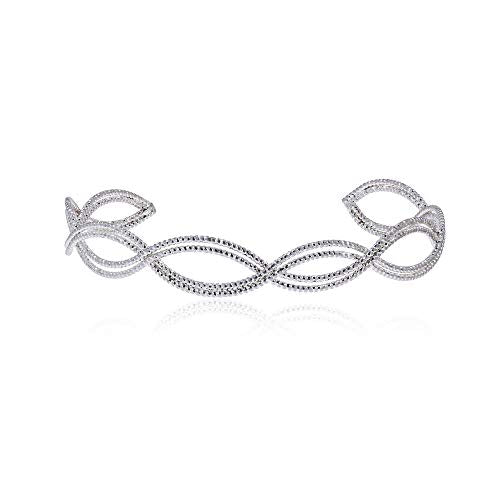 POMINA Adjustable Two Tone Twisted Cable Wire Cuff Bangle Bracelet
