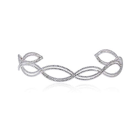 POMINA Adjustable Two Tone Twisted Cable Wire Cuff Bangle Bracelet