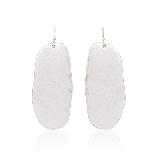 Pomina Worn Silver Plated Irregular Drop Earrings