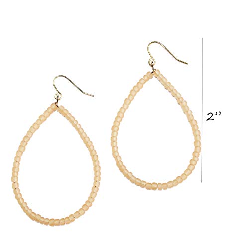 Pomina Colored Seed Beaded Oval Teardrop Dangle Earrings for Women