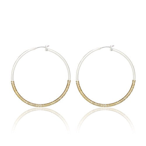 Pomina Wire wrapped Two Tone Circle Hoop Earrings