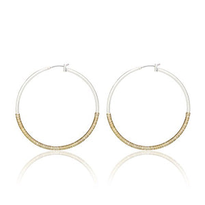 Pomina Wire wrapped Two Tone Circle Hoop Earrings