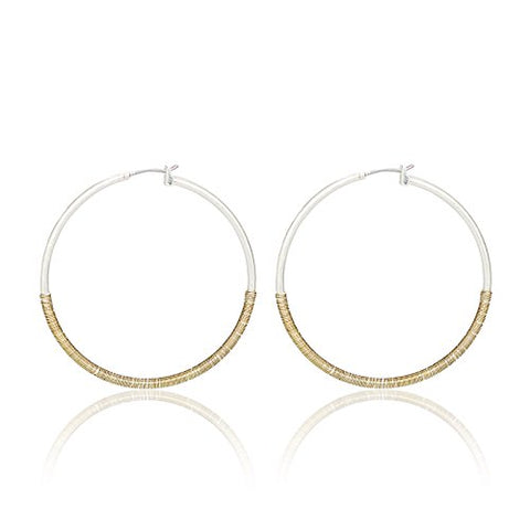 Pomina Wire wrapped Two Tone Circle Hoop Earrings