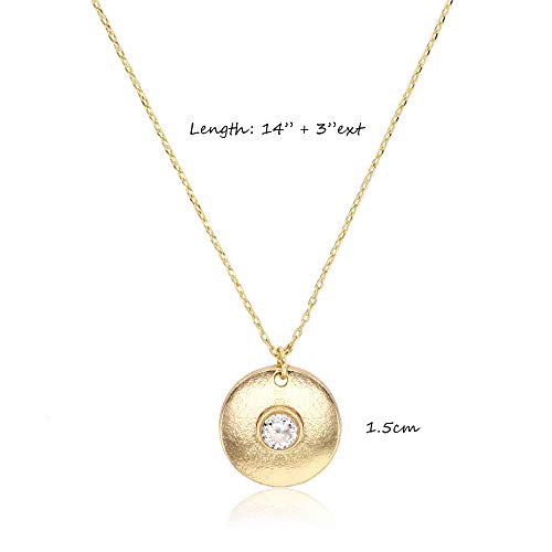 POMINA Minimalist Gold Circle Pendant Short Necklace Dainty Disk Filigree Choker Necklace for Women Teens Girls