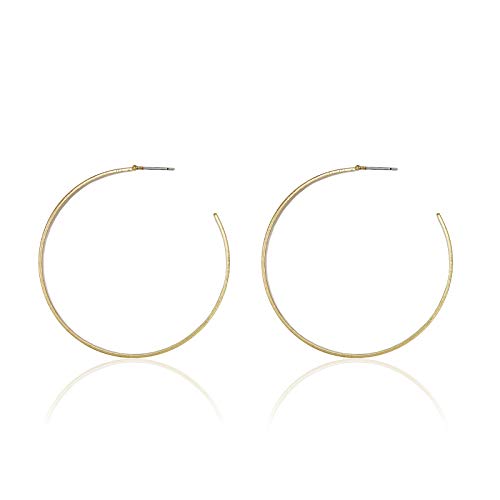 Pomina Worn Gold Tone Plated Circle Hoop Earrings