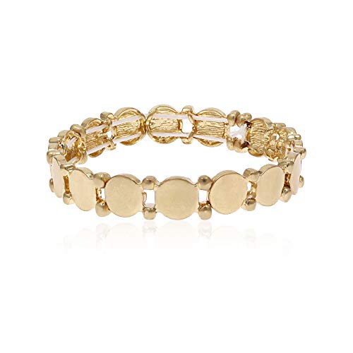 POMINA Gold Flat Circle Disc Beaded Stretch Bracelet Elastic Gold Bangle Bracelet for Women Teen Girls