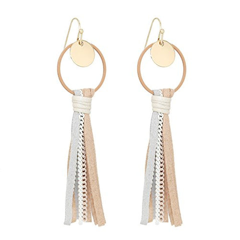 Pomina Suede Tassel on Circle Drop Earrings