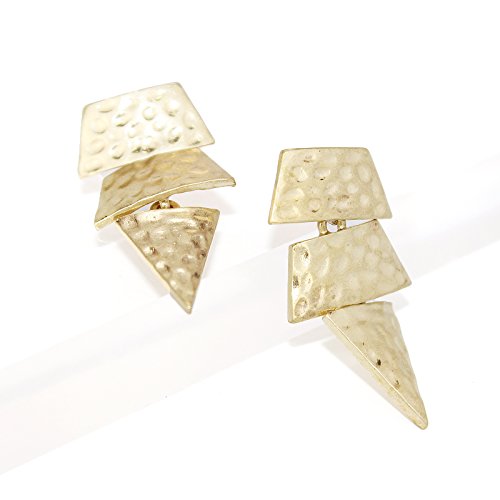 Pomina Hammered Geometric Polygon Shapes Post Drop Earrings