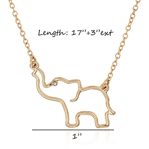 Pomina Gold Dainty Animal Pendant Necklace Cat Good Luck Elephant Necklace for Women Teens Girls