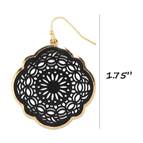 Pomina Colorful Floral Filigree Circle Teardrop Dangle Earrings for Women Teen Girls