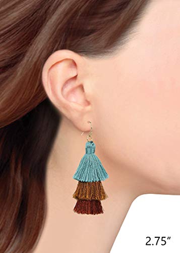 Pomina Multicolored Layered Tassel Earrings Tiered Tread Tassel Earrings Bohemian Dangle Drop Earring for Women
