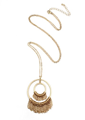 Pomina Frindge Chain Tassel Pendant Long Necklace Sweater Gold Chain Long Necklace for Women
