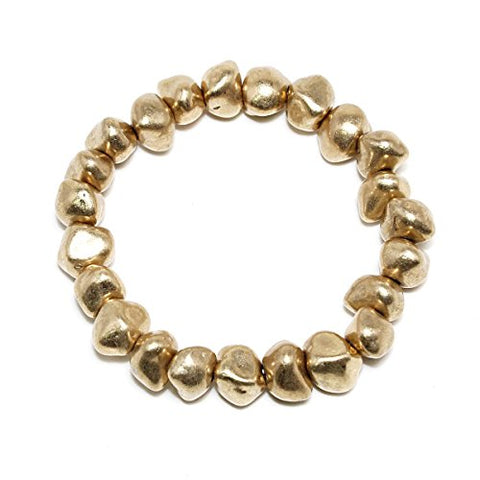 POMINA Gold, Silver Metal Nugget Beaded Stretch Bracelets