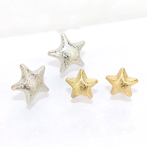 Pomina Gold and Silver Twinkle Star Post Earrings, 2 Sets