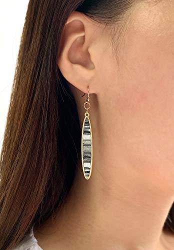Pomina Fashion Leather Earrings Linear Bar Drop Earrings Colorful Summer Dangle Earrings for Women