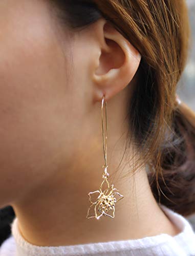 Pomina Lightweight Floral Petal Hook Dangle Drop Earrings Gold Wire Flower Hoop Earrings for Women Teen Girls